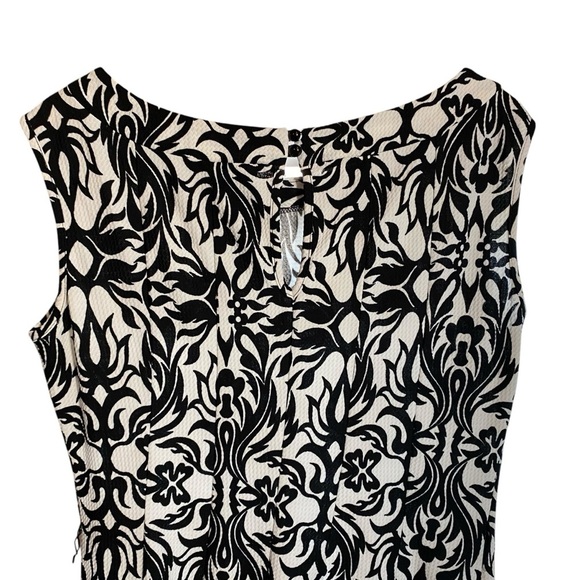 HAANI Petite Women's Flared Dress Midi Floral White/Black Print Sleeveless PXL - Picture 5 of 15